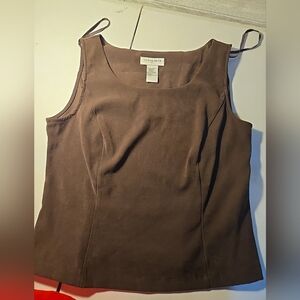 Sag Harbor Women's Brown Round Neck Sleeveless Side Zip Tank Top Shirt SZ 14
